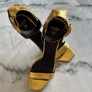 Balmain Uma Metallic Gold Stilettos | Size 40